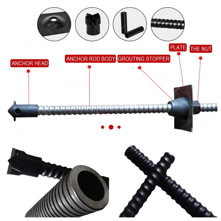 Full Threaded Steel R51N Diameter 51mm Self Drilling Rock Bolt Hollow Anchor Bar Anchor Rods